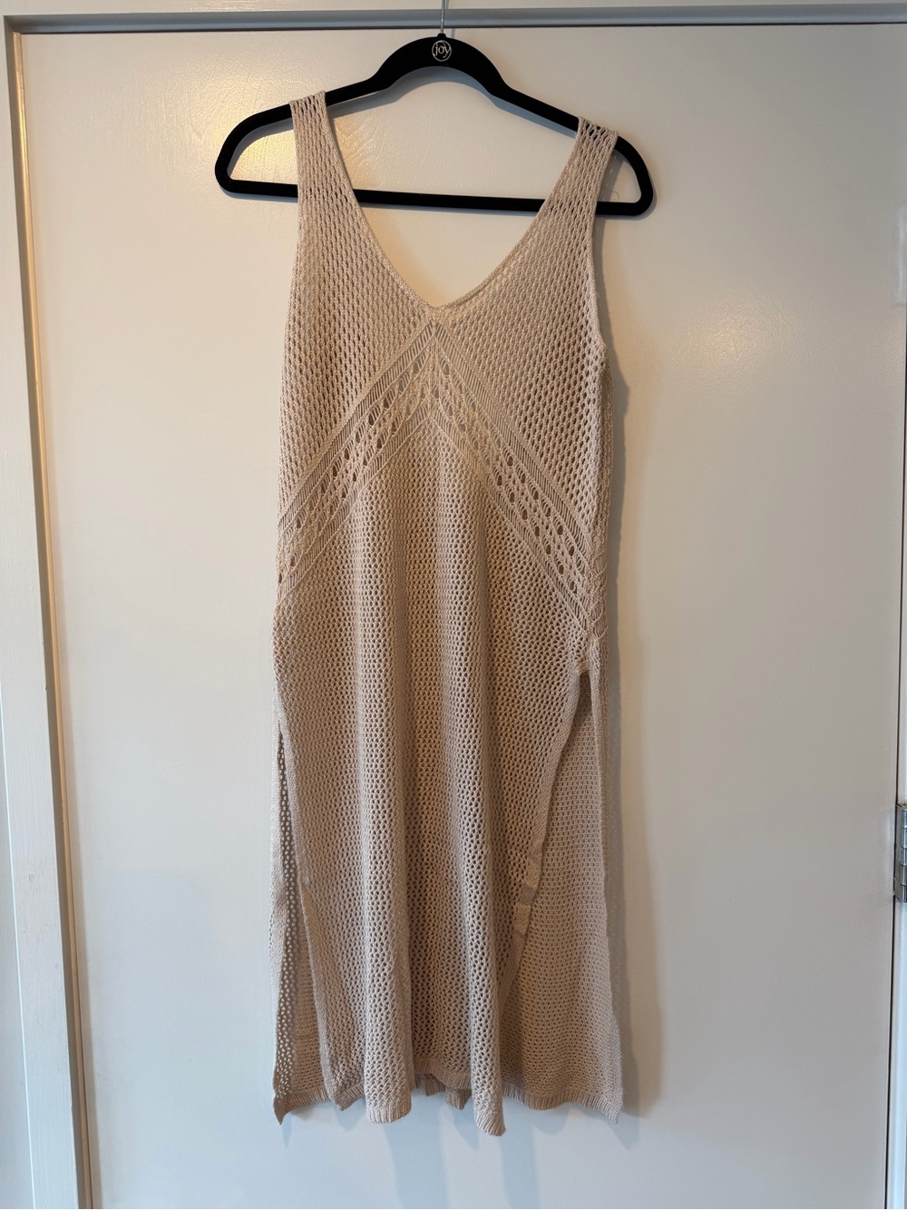 Beige Knit Sleeveless Maxi Coverup Dress